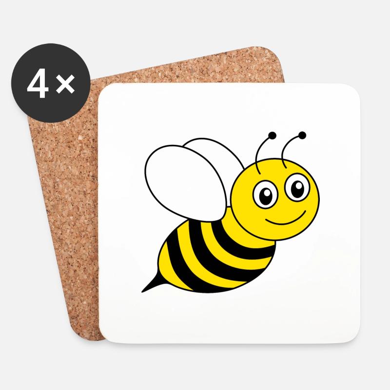 Happy Bee - Untersetzer (4er-Set) - Weiß