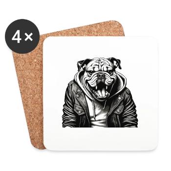 british Bulldog Bully - Coasters (set of 4) - white - Front