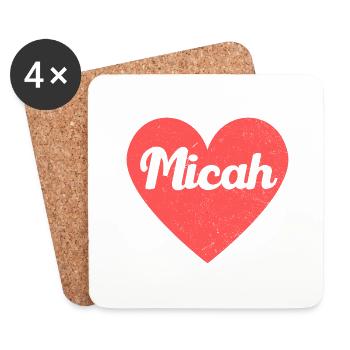Micah Name Rotes Herz Liebe Fan Retro - Untersetzer (4er-Set) - Weiß - Vorne