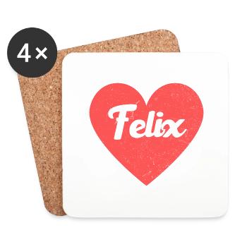 Felix Nom Coeur Rouge Amour Fan Rétro - Dessous de verre (lot de 4) - blanc - Devant