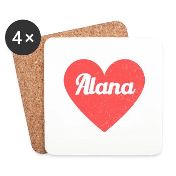 Alana Name Rotes Herz Liebe Fan Retro - Untersetzer (4er-Set) - Weiß - Vorne