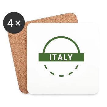 Green Italy Emblem Round Logo - Coasters (set of 4) - white - Front