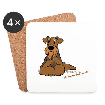 Airedale Terrier liegend - Untersetzer (4er-Set) - Weiß - Vorne