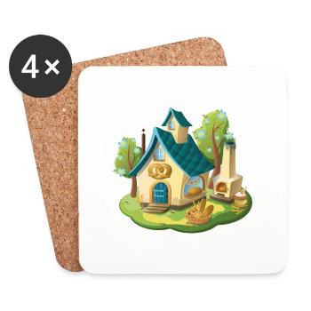 Fairytale House Bakery Bread and Pretzel - Coasters (set of 4) - white - Front