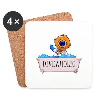 taucher tauchen tauchsport diveaholic tauchsüchtig - Untersetzer (4er-Set) - Weiß - Vorne