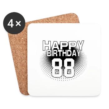 88 Happy Birthday Cool Bestseller Vintage Design - Untersetzer (4er-Set) - Weiß - Vorne