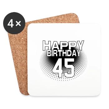 45 Happy Birthday Cool Bestseller Vintage Design - Untersetzer (4er-Set) - Weiß - Vorne