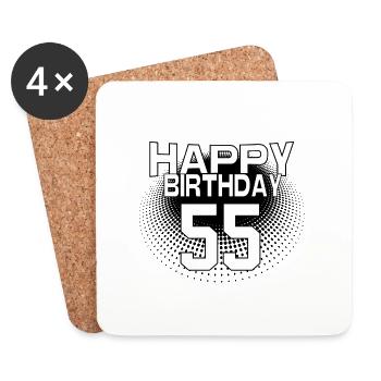 55 Happy Birthday Cool Bestseller Vintage Design - Untersetzer (4er-Set) - Weiß - Vorne