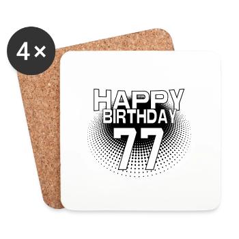 77 Happy Birthday Cool Bestseller Vintage Design - Untersetzer (4er-Set) - Weiß - Vorne