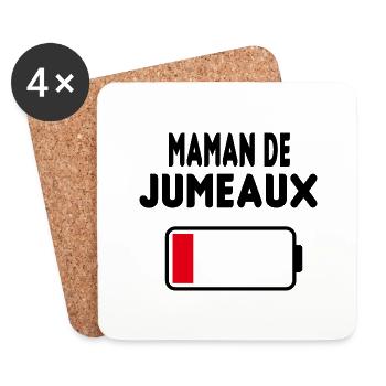 Maman de jumeaux - Dessous de verre (lot de 4) - blanc - Devant