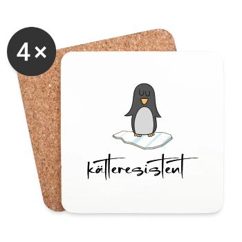 Eisbaden kälteresistenter Eisbader-Pinguin - Untersetzer (4er-Set) - Weiß - Vorne