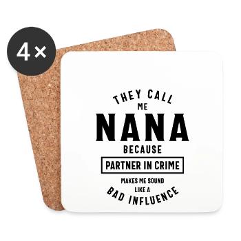 Nana Partner in Crime neu definiert - Lustige Oma - Untersetzer (4er-Set) - Weiß - Vorne