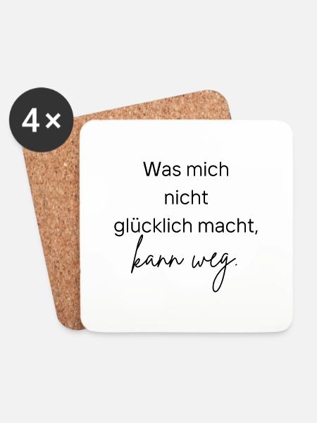 What doesn't make me happy can go away. Luck - Coasters (set of 4) - white