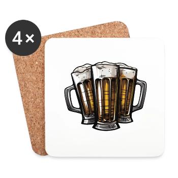 Fête de l’équipe de consommation de bière - Dessous de verre (lot de 4) - blanc - Devant