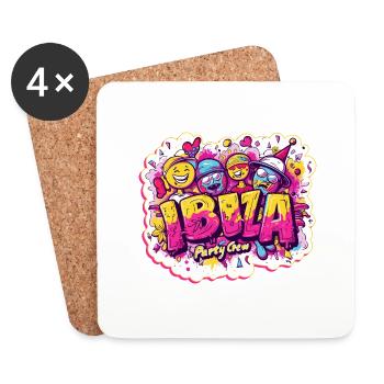 Visite de l’équipage d’Ibiza Party - Dessous de verre (lot de 4) - blanc - Devant