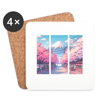 Japanese Cherry Blossom Route - Coasters (set of 4) - white - Front