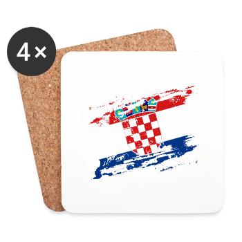 Drapeau Croatie Mer Adriatique Zagreb Drapeau croate - Dessous de verre (lot de 4) - blanc - Devant