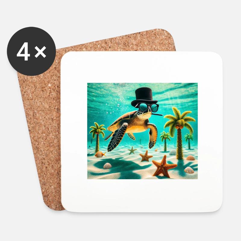 Turtle - Coasters (set of 4) - white