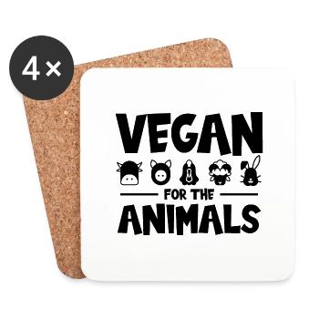 VEGAN FOR THE ANIMALS - Coasters (set of 4) - white - Front