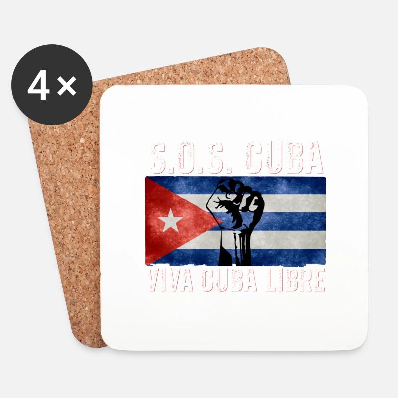Viva Cuba Libre SOS Cuba - Untersetzer (4er-Set) - Weiß