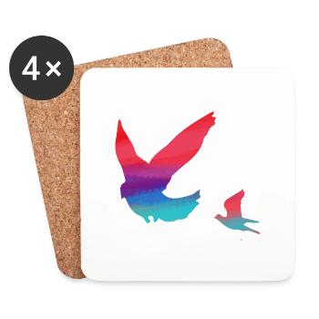 birds,colorful,watercolor,pigeons,flies - Coasters (set of 4) - white - Front