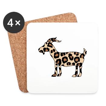chèvre en motif léopard folle chèvre biologique - Dessous de verre (lot de 4) - blanc - Devant