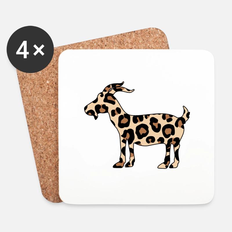 ziegenbock im leopardmuster crazy bio ziege - Untersetzer (4er-Set) - Weiß