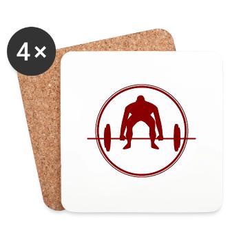Musculation - Haltérophilie - Fitness - Entraînement - Dessous de verre (lot de 4) - blanc - Devant