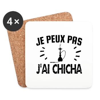 je peux pas j'ai chicha - Dessous de verre (lot de 4) - blanc - Devant