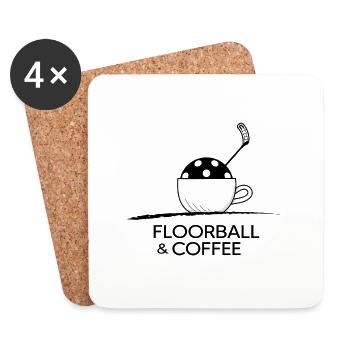 Floorball Unihockey FLOORBALL & COFFEE Floorballer - Dessous de verre (lot de 4) - blanc - Devant