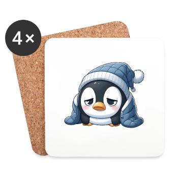 Pingouin fatigué - Dessous de verre (lot de 4) - blanc - Devant