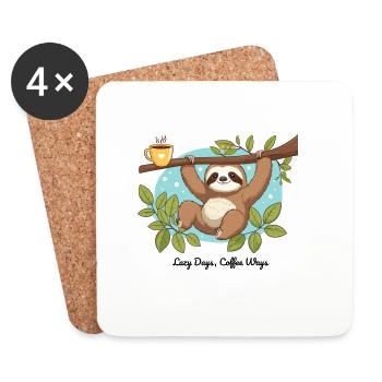 Journées de farniente, méthodes de café – Paresseux - Dessous de verre (lot de 4) - blanc - Devant