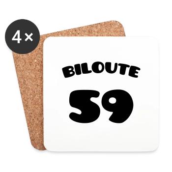 Biloute 59 - Ch'ti - Nord - Dessous de verre (lot de 4) - blanc - Devant