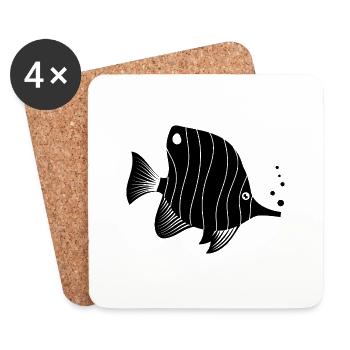 Fish Aquarium Marine Animal Climate Environmental Protection - Coasters (set of 4) - white - Front