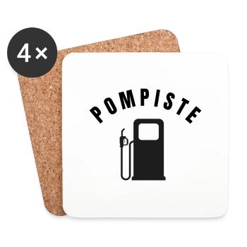 Collection Pompiste - Profession - Dessous de verre (lot de 4) - blanc - Devant