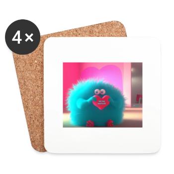 Monster mit Herz ICH BIN WERTVOLL - Untersetzer (4er-Set) - Weiß - Vorne