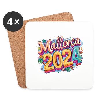 Vacances colorées à Majorque 2024 - Dessous de verre (lot de 4) - blanc - Devant