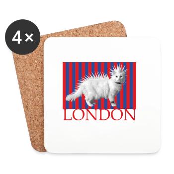 Punk-Katze London Streifen - Untersetzer (4er-Set) - Weiß - Vorne