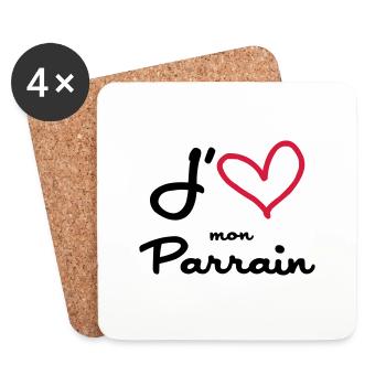 J'aime mon Parrain - Dessous de verre (lot de 4) - blanc - Devant