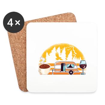 Plan Pour Le jour Café Camping Boire vin - Dessous de verre (lot de 4) - blanc - Devant