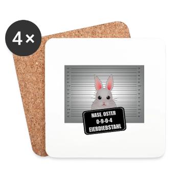 Osterhase - EIERDIEBSTAHL - Untersetzer (4er-Set) - Weiß - Vorne