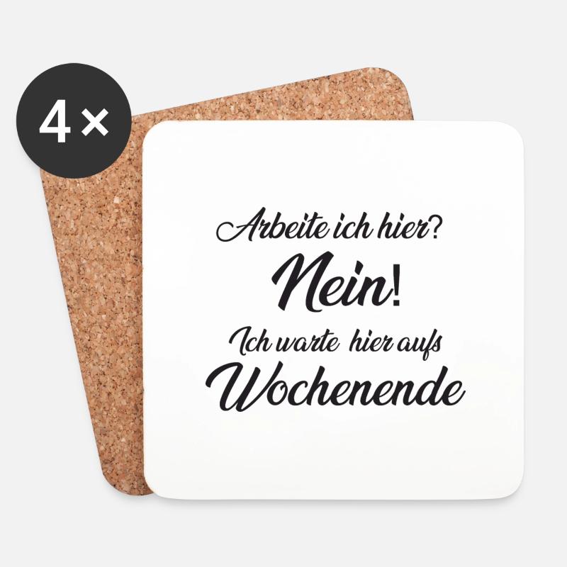 Warte auf das Wochenende - Untersetzer (4er-Set) - Weiß