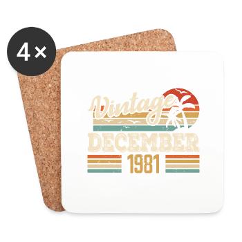 Cadeau D'anniversaire Décembre 1981 Vintage Rétro - Dessous de verre (lot de 4) - blanc - Devant