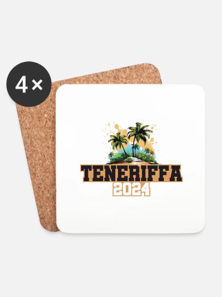 Teneriffa 2024 Reisen Urlaub - Untersetzer (4er-Set) - Weiß