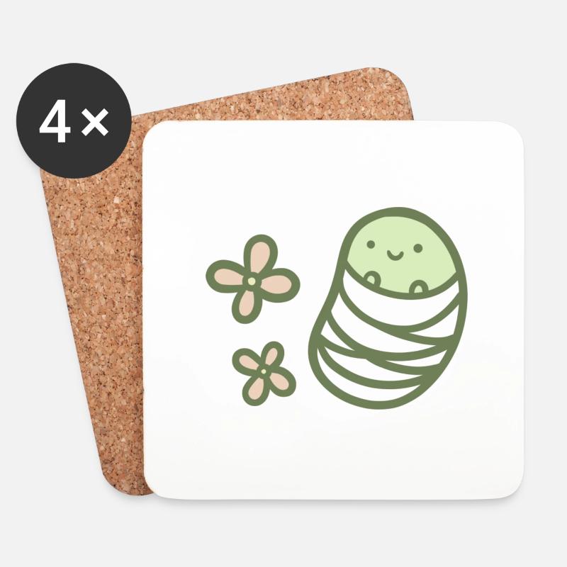 Süße Bohne - Frühling - Untersetzer (4er-Set) - Weiß