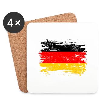 Deutschland Flagge Deutsche Fahne Used Look Heimat - Untersetzer (4er-Set) - Weiß - Vorne