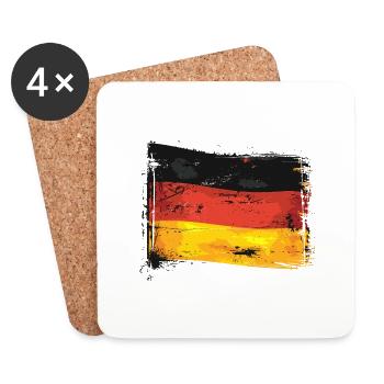 Deutschland Flagge Deutsche Fahne Used Look Heimat - Untersetzer (4er-Set) - Weiß - Vorne