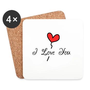 COEUR. NOËL. COUPLE. SAINT VALENTIN. JUST MARRIED. - Dessous de verre (lot de 4) - blanc - Devant