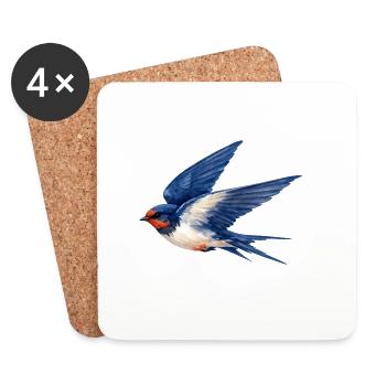 Water-coloured blue swallow - Coasters (set of 4) - white - Front