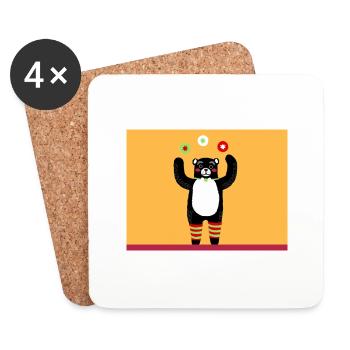 Funny teddy bear yellow black - Coasters (set of 4) - white - Front